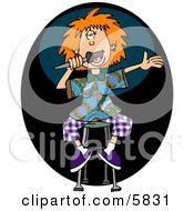 Stand Up Female Comedian Telling A Jokes On Stage At A Comedy Club In New York City Clipart Illustration
