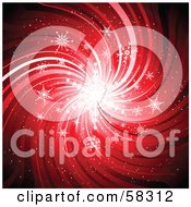 Royalty Free RF Clipart Illustration Of A Background Of A Bright Snowflake Center With Red Swirling Waves