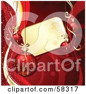 Poster, Art Print Of Golden Snowflake Tag Bordered With Christmas Ornaments And Red Vines