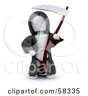 3d White Character Holding A Scythe And Wearing A Grim Reaper Halloween Costume