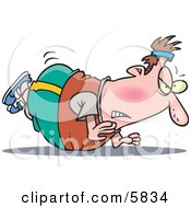Chubby Man Trying To Do Pushups But His Belly Keeps Getting In The Way Clipart Illustration by toonaday