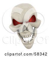 3d Human Skeleton Head With Glowing Red Eye Sockets