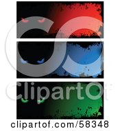 Poster, Art Print Of Digital Collage Of Three Red Blue And Green Evil Eye Grunge Banners