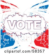 Royalty Free RF Clipart Illustration Of A Patriotic American Vote Background With Red White And Blue Swooshes And White Star Outlines Version 1 by MilsiArt