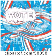 Poster, Art Print Of Patriotic American Vote Background With Red White And Blue Swooshes And White Star Outlines - Version 2