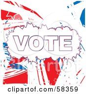 Patriotic American Vote Background With Red White And Blue Swooshes And White Star Outlines - Version 3