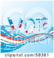 Patriotic American Vote Background With Red White And Blue Swooshes And White Star Outlines - Version 5