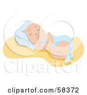 Newborn Baby Boy Sound Asleep And Resting Against A Pillow