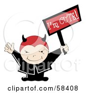 Poster, Art Print Of Cute Little Devil Holding An Im Cute Sign