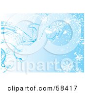 Poster, Art Print Of Blue Icy Cold Snowflake Background - Version 3