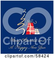 Royalty Free RF Clipart Illustration Of A Blue Christmas Greeting With A Tree And Gifts by MilsiArt