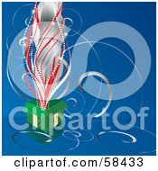 Royalty Free RF Clipart Illustration Of Silver And Red Sparks Shooting Out Of An Open Green Christmas Present