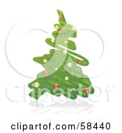 Poster, Art Print Of 3d Green Christmas Tree Scribble With Ornaments