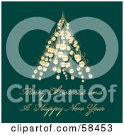 Poster, Art Print Of Green Christmas Greeting With A Gold Tree Made Of Baubles
