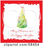 Poster, Art Print Of Red Grunge Border Around A Christmas Tree Greeting