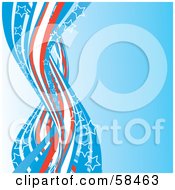 Poster, Art Print Of Blue Background With American Swooshes And Stars - Version 1