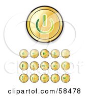 Digital Collage Of Shiny Gold And Green Media Buttons