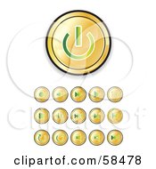 Poster, Art Print Of Digital Collage Of Shiny Gold And Green Media Buttons