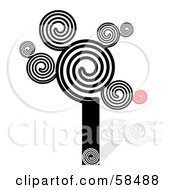 Royalty Free RF Clipart Illustration Of A Swirly Tree Design In Black White And Red