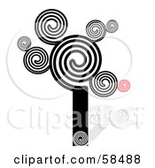 Poster, Art Print Of Swirly Tree Design In Black White And Red