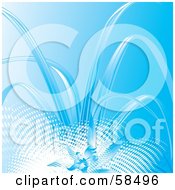 Royalty Free RF Clipart Illustration Of A Blue Abstract Plant And White Halftone Dot Background