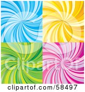 Royalty Free RF Clipart Illustration Of A Digital Collage Of Blue Yellow Green And Pink Swirl Vortex Backgrounds by MilsiArt