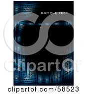 Poster, Art Print Of Black Vertical Background With Sample Text And Blue Futuristic Waves