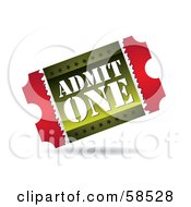 Poster, Art Print Of Red And Green Admit One Ticket Stub