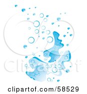 Royalty Free RF Clipart Illustration Of A Background Of Blue Water Bubbles And Spills