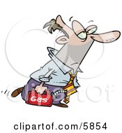 Business Man Walking With A Can Of Gasoline Because His Car Ran Out Of Gas Clipart Illustration