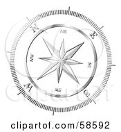Royalty Free RF Clipart Illustration Of A Chrome Compass Rose