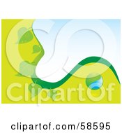 Royalty Free RF Clipart Illustration Of A Green And Blue Globe And Leaf Eco Background Version 1 by MilsiArt