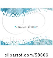 Royalty Free RF Clipart Illustration Of A Blue Tile Wave Mosaic Background With Sample Text Version 3