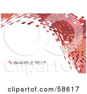 Poster, Art Print Of Red Tile Wave Mosaic Background With Sample Text - Version 1