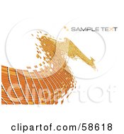 Poster, Art Print Of Orange Tile Wave Mosaic Background With Sample Text - Version 1