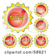 Poster, Art Print Of Red And Yellow New Button Labels In Different Languages