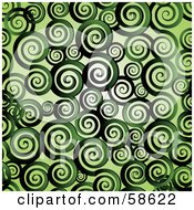 Royalty Free RF Clipart Illustration Of A Green Background Of Retro Spirals by MilsiArt