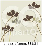 Poster, Art Print Of Background Of Green Plant Leaves And Stalks Over Beige