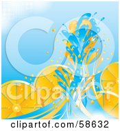 Royalty Free RF Clipart Illustration Of Blue Water Splashing Against Orange Slices