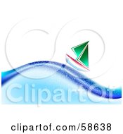 Royalty-Free (RF) Clipart Illustration of a Small Boat Saling Along Ocean Waves by MilsiArt #COLLC58638-0110