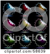 Royalty Free RF Clipart Illustration Of A Digital Collage Of Dark Peeling Seal Stickers With Shadows On Black