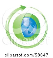 Poster, Art Print Of Blue Globe With A Green Layer Circled By An Arrow