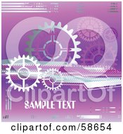 Royalty Free RF Clipart Illustration Of A Purple Industrial Gear Cog Background With Sample Text