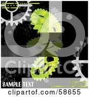 Poster, Art Print Of Black And Green Industrial Gear Cog Background With Sample Text