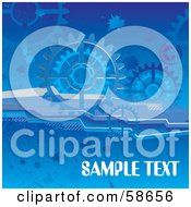 Royalty Free RF Clipart Illustration Of A Blue Industrial Gear Cog Background With Sample Text by MilsiArt