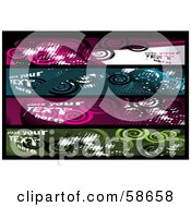 Royalty Free RF Clipart Illustration Of A Digital Collage Of Four Grungy Spiral Banners by MilsiArt