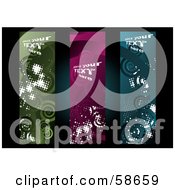 Royalty Free RF Clipart Illustration Of A Digital Collage Of Three Grungy Spiral Banners by MilsiArt