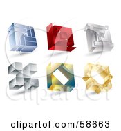 Poster, Art Print Of Digital Collage Of 3d Icon Squares