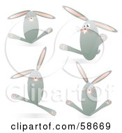 Royalty Free RF Clipart Illustration Of A Digital Collage Of Four Gray Bunnies With Long Ears