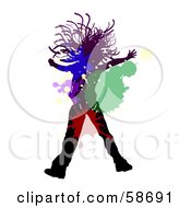 Poster, Art Print Of Jumping Silhouetted Girl With Colorful Splatters